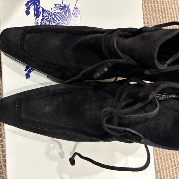 Burberry Black Suede Lace-Up Ankle Boots - Picture 4 of 7